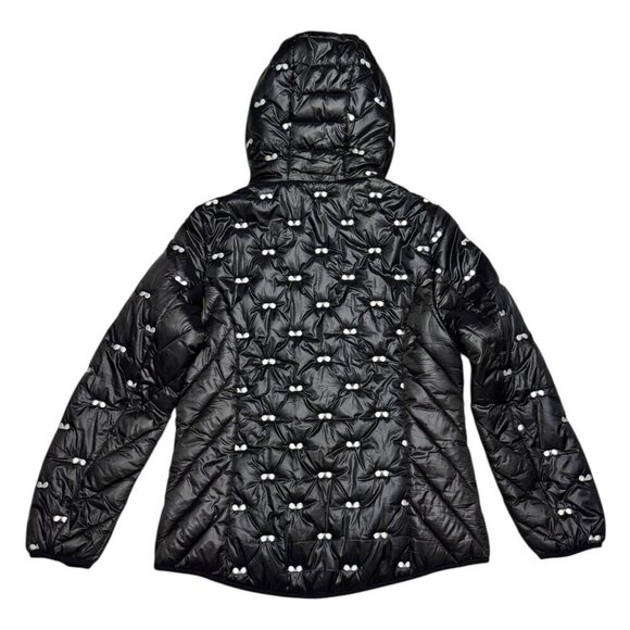 KARL LAGERFELD Winter Puffer Parka Sunglasses Black Jacket Coat Womens Medium - Picture 2 of 7